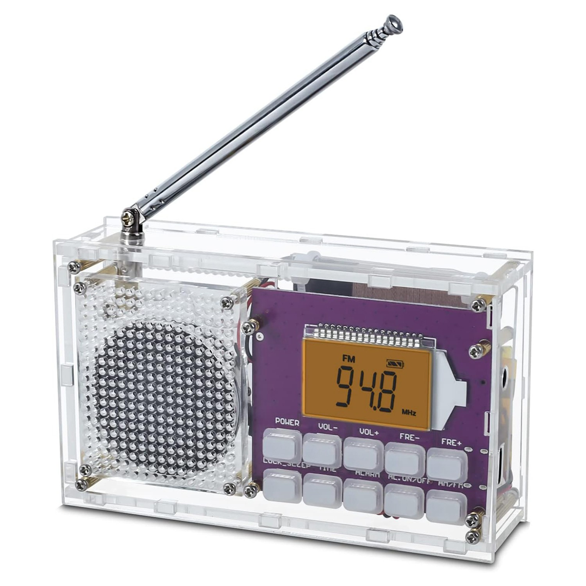 Kit de Rádio Digital com Relógio, Display LCD, Montar Kit para Estudante, Aprendizagem STEM, DIY, FM, 87-108MHz