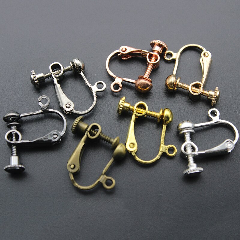 20pcs/lot 16mm Round Head Screw Ear Clip DIY Handmade Clip On Earrings Parts No Pierced Ear Clips Jewelry Making Findings
