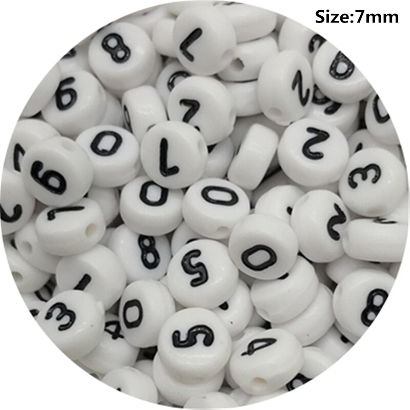 100 stk 7mm blandede 0-9 numre akryl perler nummer spacer perler til smykkefremstilling diy håndlavet armbånd halskæde: 05
