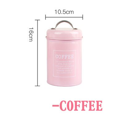 Pot de rangement de thé café sucre | Bocal de cuisine, boîte à sceau métallique, conteneur de scellage scandinave, pot de rangement de bonbons maison céréales poudre de lait: Pink COFFEE