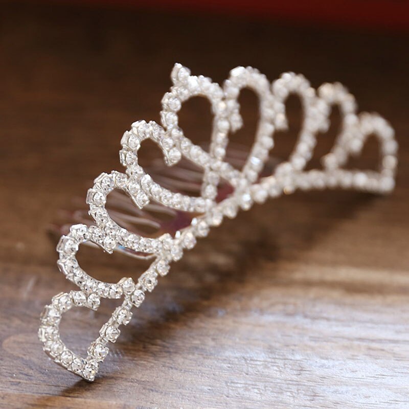 FORSEVEN Mini Silber Farbe Perle Strass Kristall Frauen Mädchen Prinzessin Diadem Hochzeit Haar Kamm Stil Tiara Krone Haar Schmuck