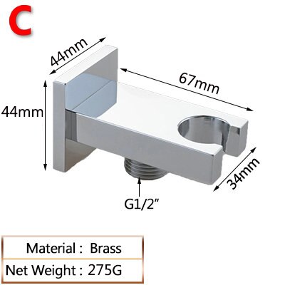 Hand Shower Hook Chromed Polish Shower Seat Solid Brass G1/2" With Shower Hose Connector Shower Mounting Brackets: C with connector