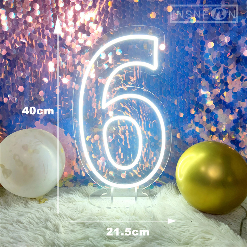 Letrero de neón con números, luces acrílicas de cumpleaños de 0 a 9 con interruptor para aniversario, boda, , negocios, salón de belleza, decoración de pared, 40cm: Blanco / 3 W