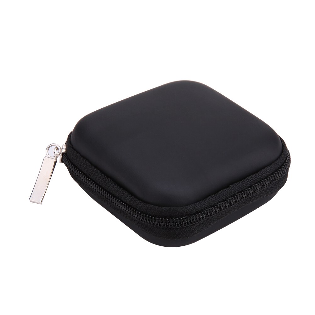 Mini rund eva-fodral hörlurar bluetooth-kompatibel hörlurskabel förvaringsbox digital laddare hörlursväska cd-fodral sd-kort: Svart
