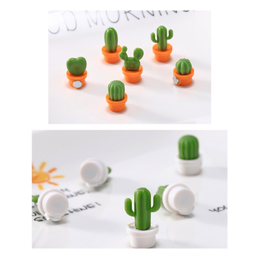 6pcs Magnetic Fridge Stickers 3D Decorations Whiteboard Magnets Picture Clip(White Base)