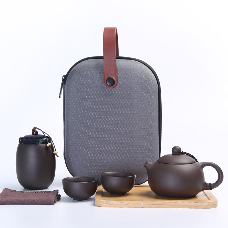 Purple Sand Tea Set Chinese Kung Fu Tea Set Ceramic Portable Teapot Set Outdoor Travel Gaiwan Tea Cups of Tea Ceremony Teacup
