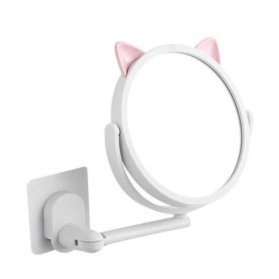 Free punching wall hanging small mirror bathroom wall makeup mirror home bathroom wall self-adhesive WF1021305: white