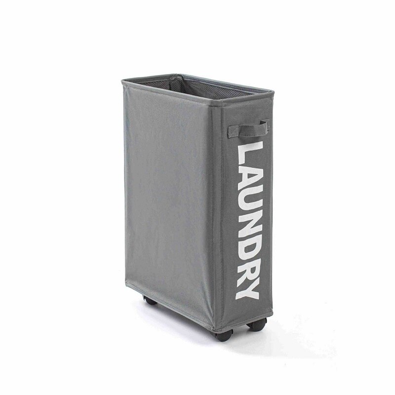 Cesta plegable para la colada, respetuosa con el medio ambiente, Bolsa de Almacenamiento de Ropa sucia, cesto organizador plegable de tela para la ropa del baño con ruedas: Dark gray