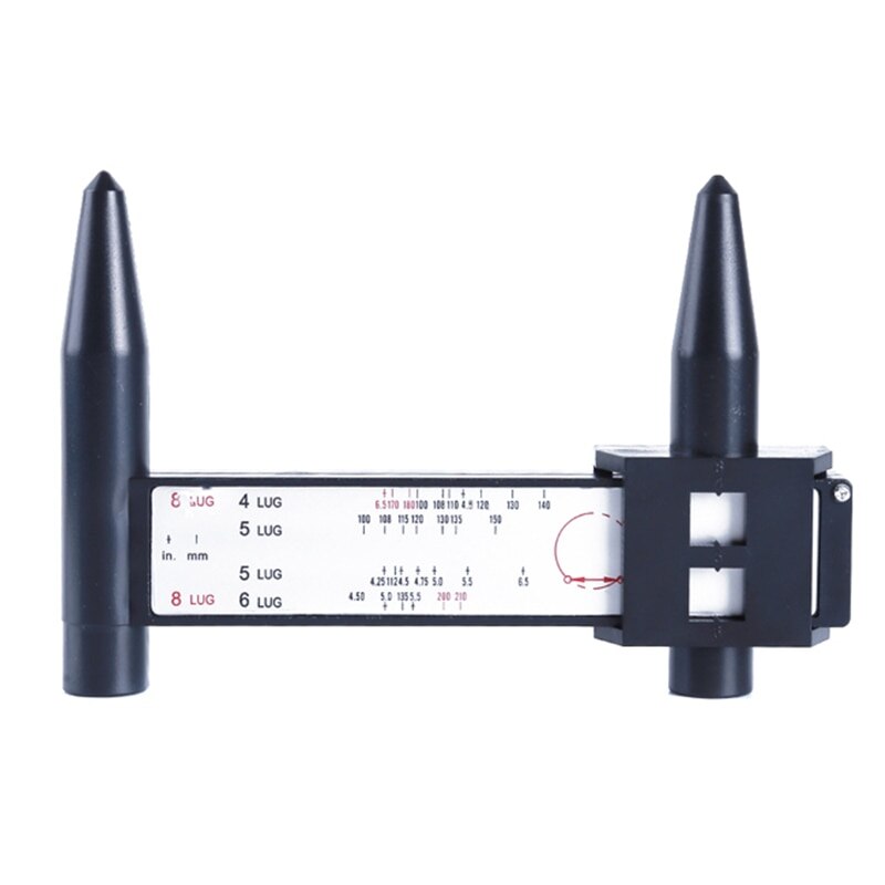 Wheel Rim Bolt Pattern Sliding PCD Measuring Tool Gauge Ruler 8 Holes PCD Ruler Lugs Hub Pitch Car Measurement Tool: Default Title