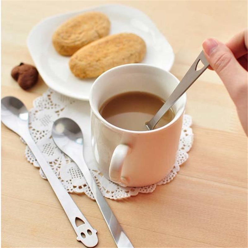 1 stück Kaffee Tee Löffel Milch Mischen Scoop Geschirr Edelstahl Eis-Creme Scoop Abendessen Besteck Lächeln Gesicht Küche werkzeuge