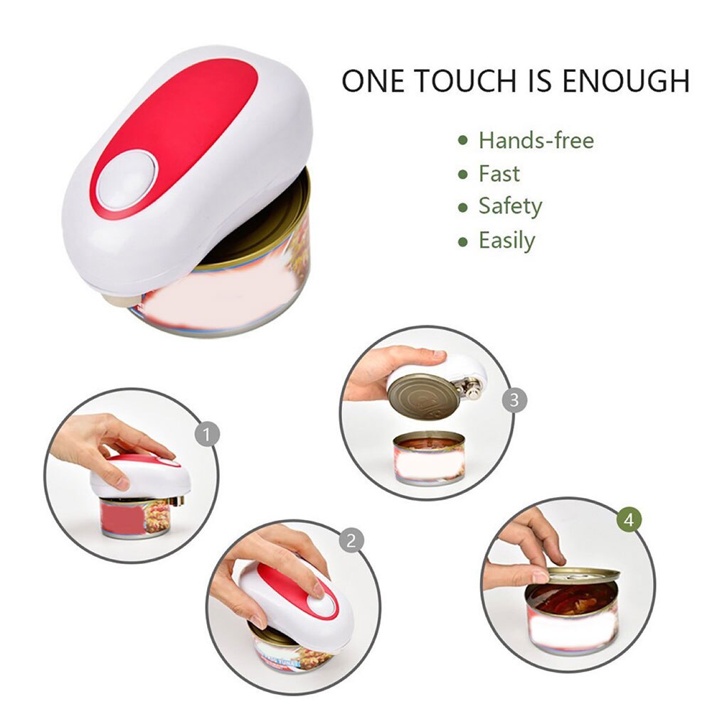 Ouvre-boîte électrique Portable, automatique, bord lisse, ergonomique, ouvre-bocal électrique de poche, outils de Bar de cuisine 2 pièces