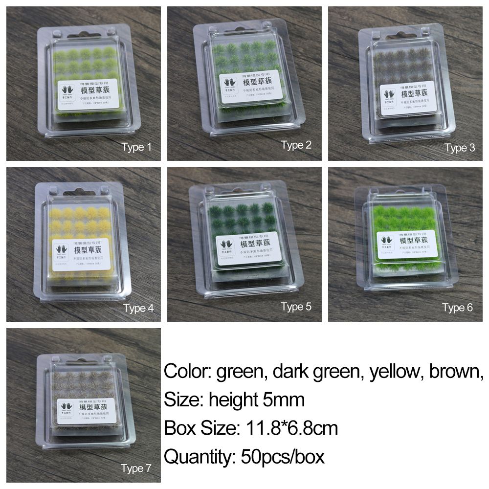 50pz 5mm erba artificiale ciuffo modello di simulazione boccole in miniatura grappolo di piante tavolo da sabbia multi-terreno scena materiale fai da te