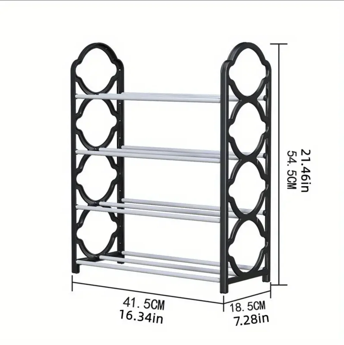 4 Tier Shoe Rack Organizer for Closet Stainless Steel, Shoe Shelf for Front Door Entrance and Entryway, Floor Shoe Rack Cabinet