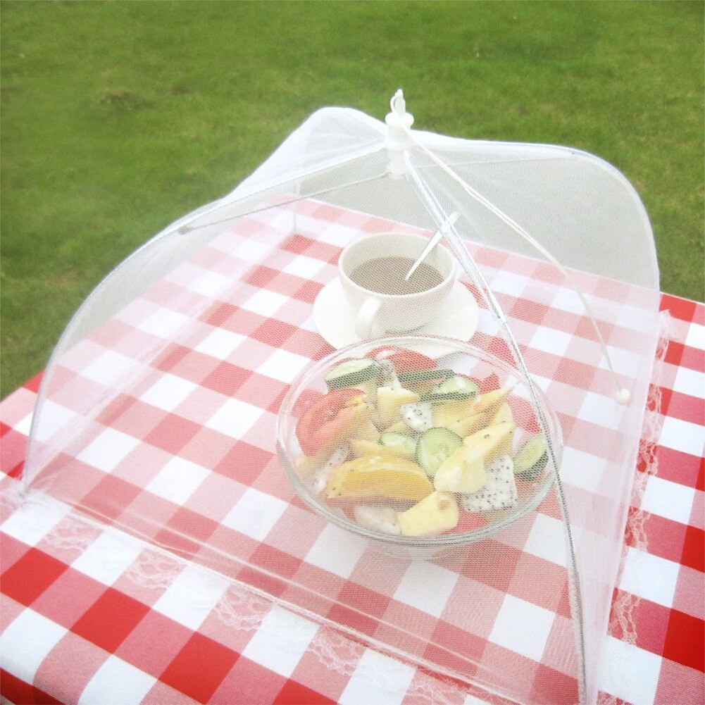 Herbruikbare Voedsel Deksel Paraplu Mesh Vierkante Paraplu Stijl Voedsel Covers Anti Fly Mosquito Opvouwbare Tent Netto Voor Keuken Diner Tafel