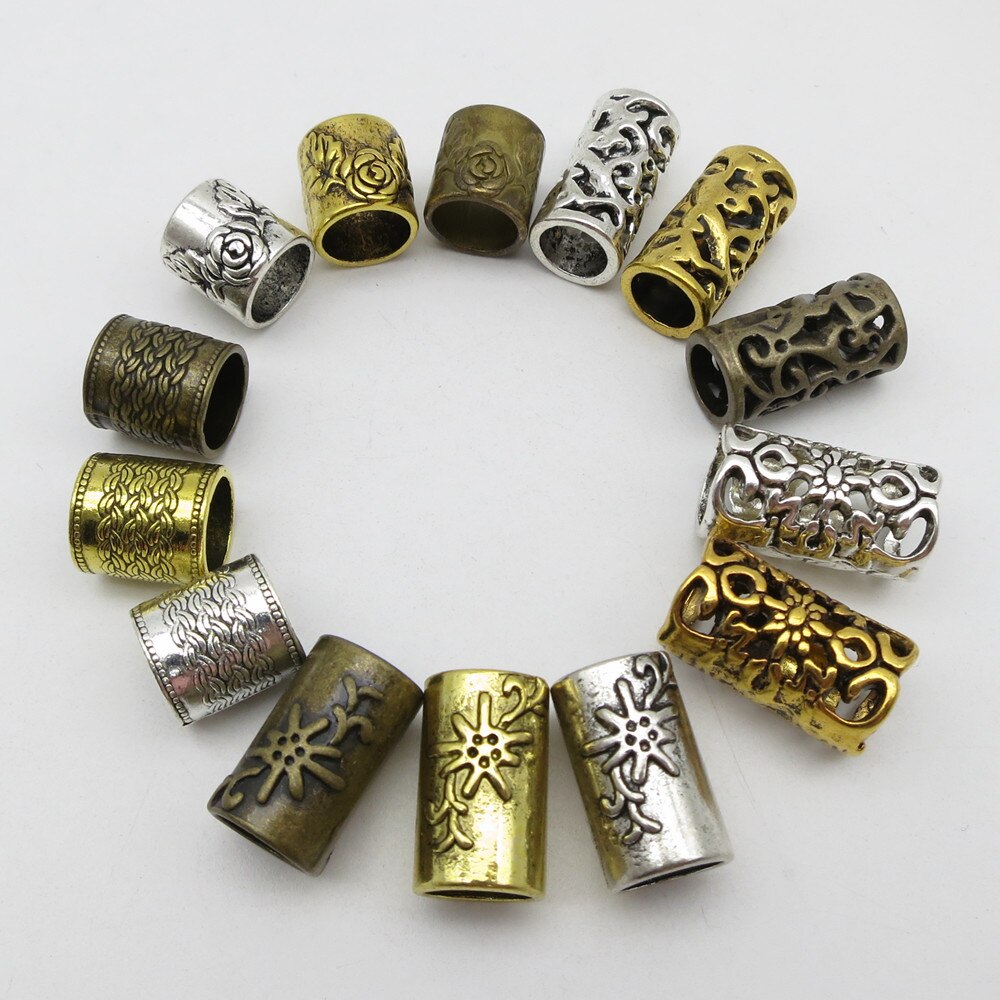 5 Stks/pak Big Hole Viking Haar Vlecht Dread Dreadlock Baard Kralen Ringen Buis Voor Vrouwen Mannen Haaraccessoires