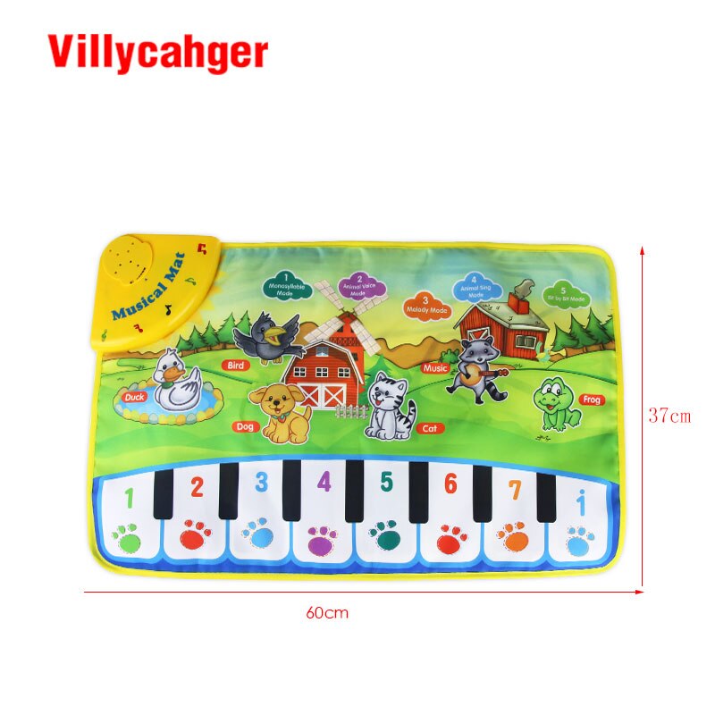 60X37Cm Cartoon Baby Musical Mat Tapijt Met 8 Toetsen Play Touch Piano Mat Baby Muziek Leren Educatief speelgoed Voor Kinderen