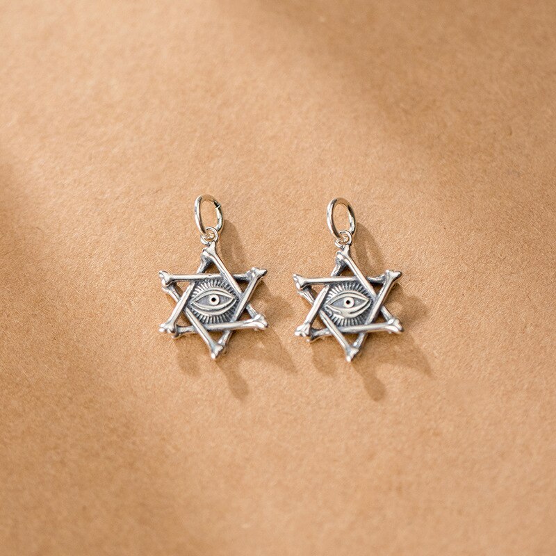 925 Sterling Zilver Devil Eye Hexagram Charms Decoratie Holle Zilveren Hangers Diy Fijne Sieraden Ornamenten Voor Vrouwen