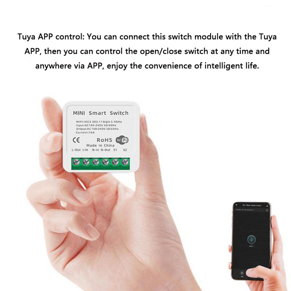 16A Mini Smart Wifi Smart DIY Switch Module APP/Voice Control Smart Home Automation Module Compatible with Alexa Google Home