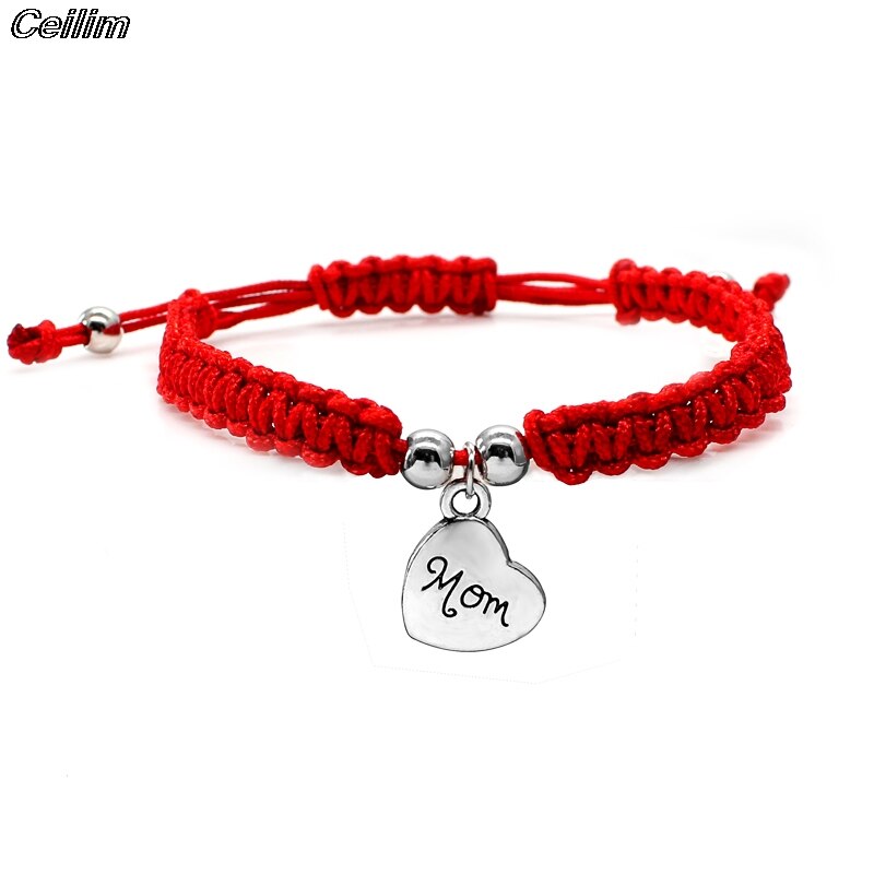 Familia mamá encanto pulseras de hilo rojo cuerda joyería de la suerte el día de la madre bendición familiar brazalete Feminino: 3