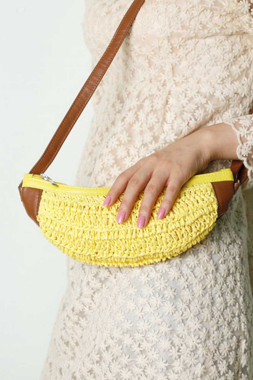 New banana Messenger bag frutta woven hand bag cute Kawaii borsa di paglia di modo del vento nazionale retrò holiday beach sacchi di sabbia