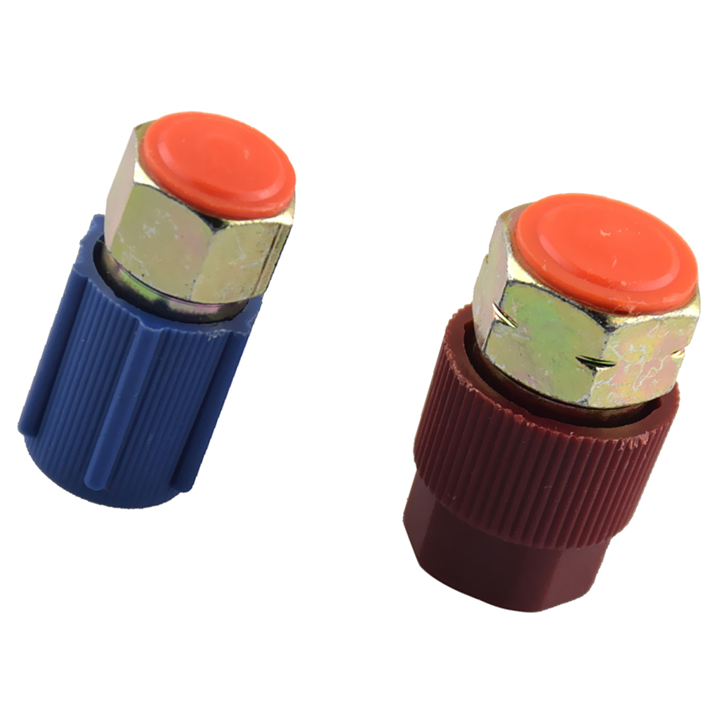 2pcs High & Low AC Port Adapter Retrofits R12 Port to R134a Quick Disconnect