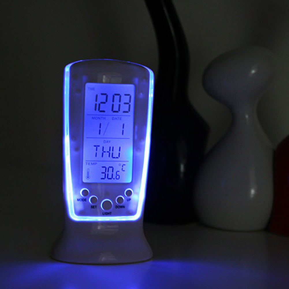 Digital Calendar Temperature LED Digital Alarm Clock with Blue Backlight Electronic Calendar Thermometer Desk LED Clock