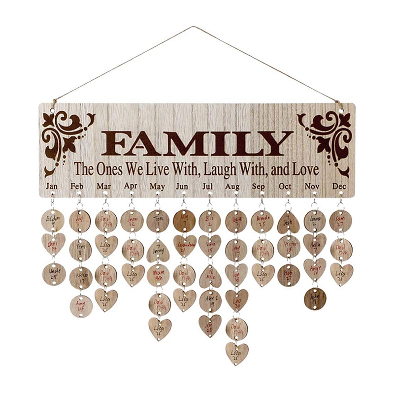 Family Birthday Reminder Calendar Hanging Board Family Birthday Board DIY Wooden Calendar Wall Birthday Reminder: Default Title