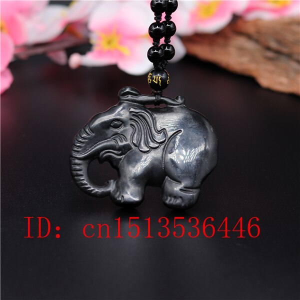 Chinesische Schwarz Grün jade Elefanten Jade Anhänger Natürlichen Obsidian Halskette Charme Schmuck luck Amulett Männer Frauen