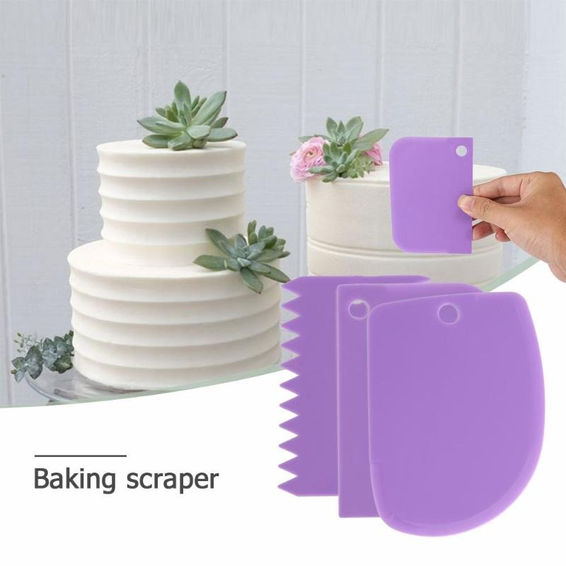 3 st/set plast degkniv bakning bakverk verktyg glasyr fondant skrapa dekorera vanliga släta spatlar skärare tårtverktyg