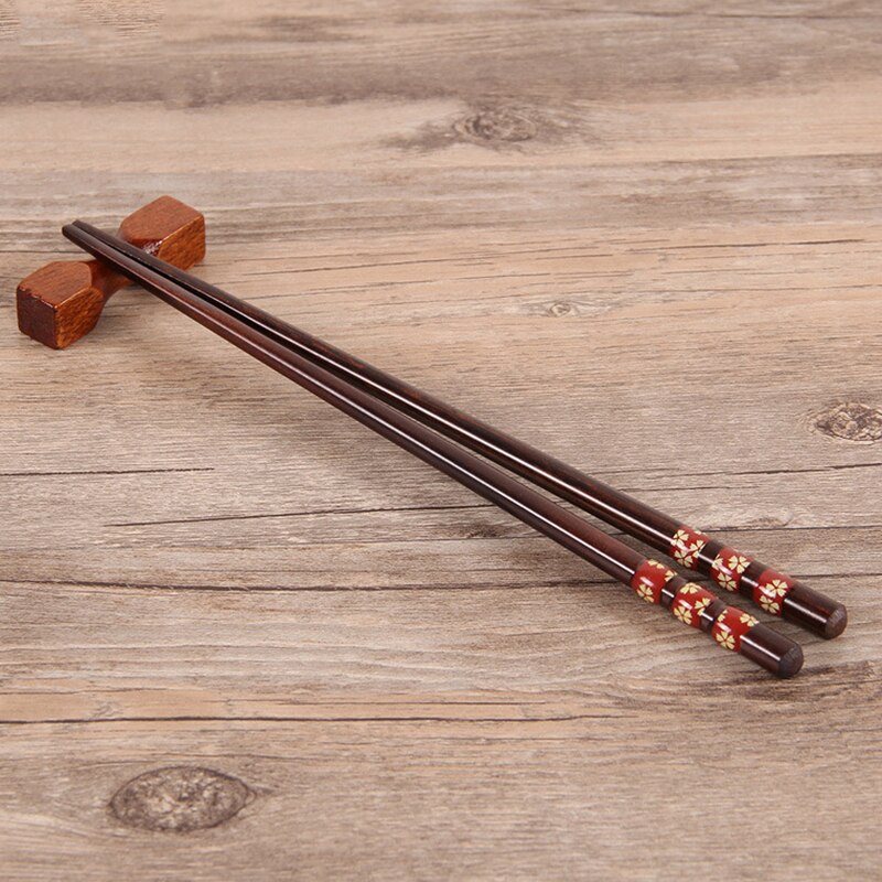 Japanese Style Natural Wooden Chopsticks Folwer Chopsticksc Kitchen Tableware 22.5cm