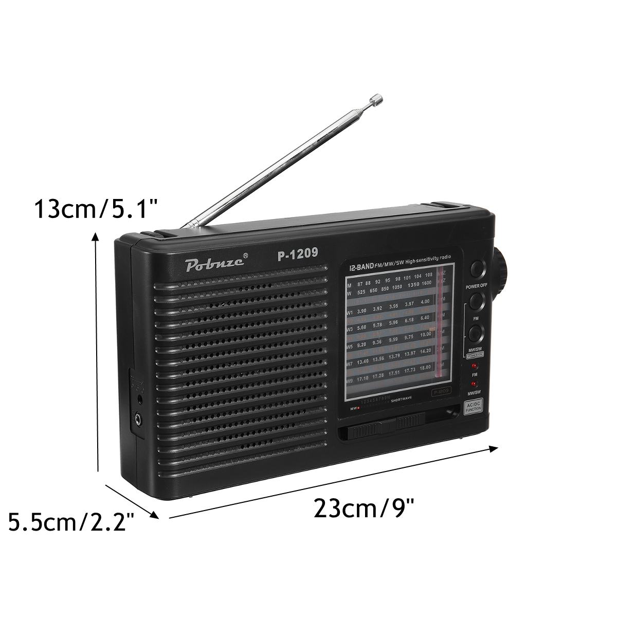 Portable Full World Bands Radio AM FM SW Receiver Speaker Telescopic Antenna Jack Radio Recorder