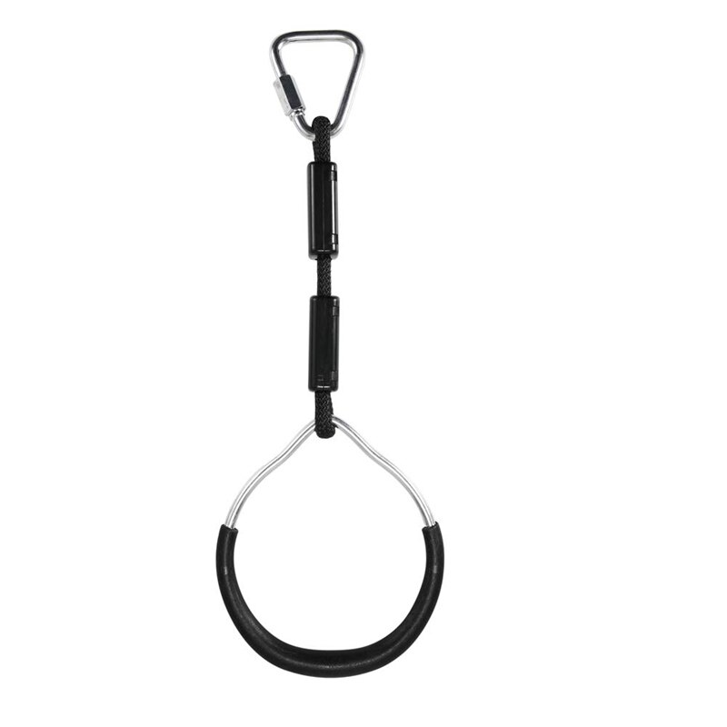 Heavy duty swing gymnastik ringe børn trapez bar pull up gym ringe ring til børn drenge piger: Sort