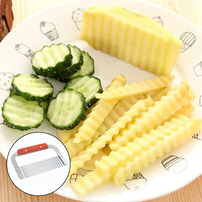 Rustfrit stål kartoffelkniv bølgekniv spiker slicer skæremaskine skære pommes frites krusning kniv skåret fancy fries kniv hjem