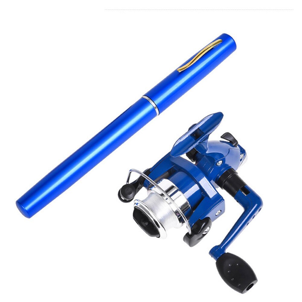 Mini pen uiterlijk vishengel draagbare roterende wiel vishengel 1 stuk winter outdoor vishengel visaccessoires&: Paars