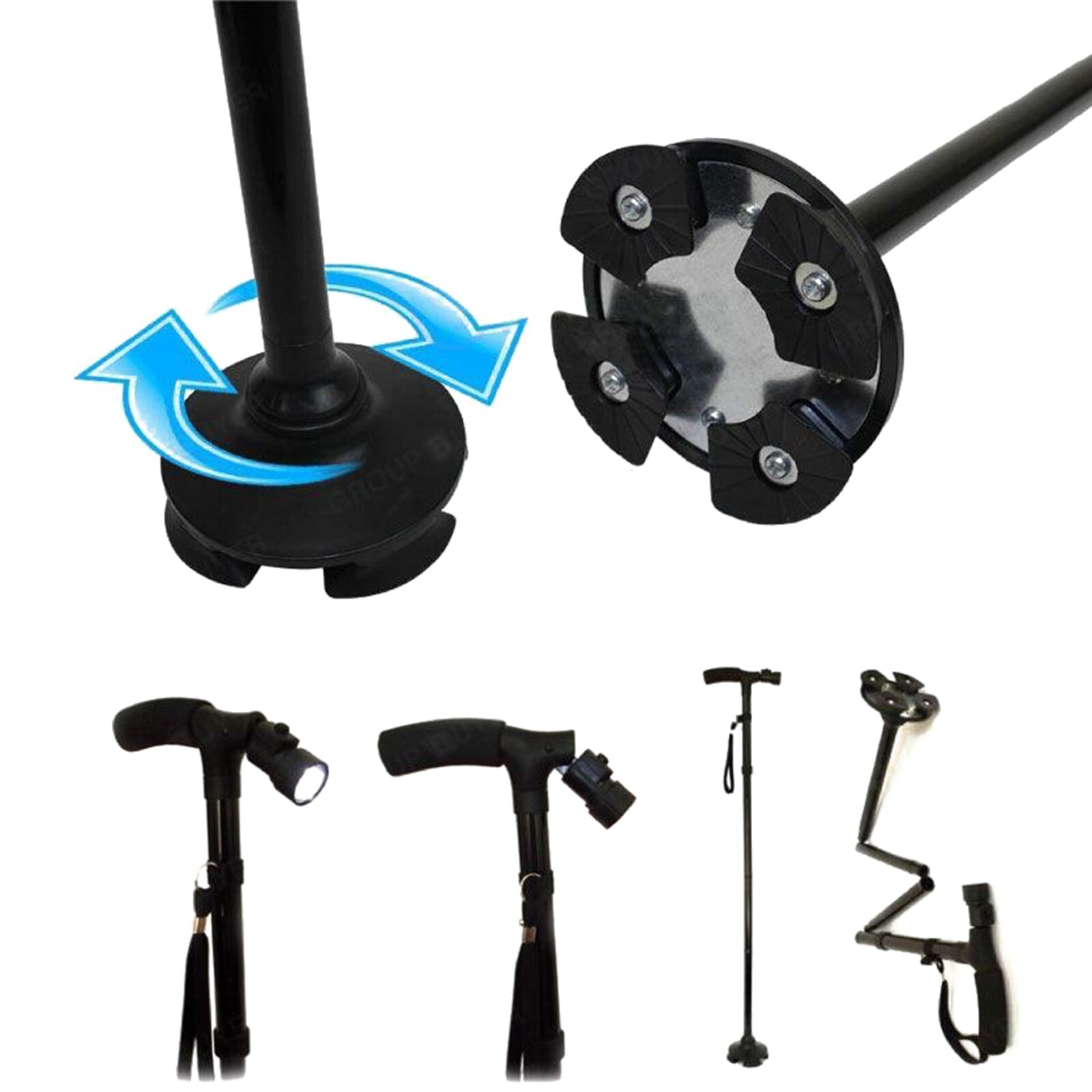Bastón de aluminio ligero ajustable para caminar, muleta portátil plegable con bastones antideslizantes ligeros, para abuelos mayores