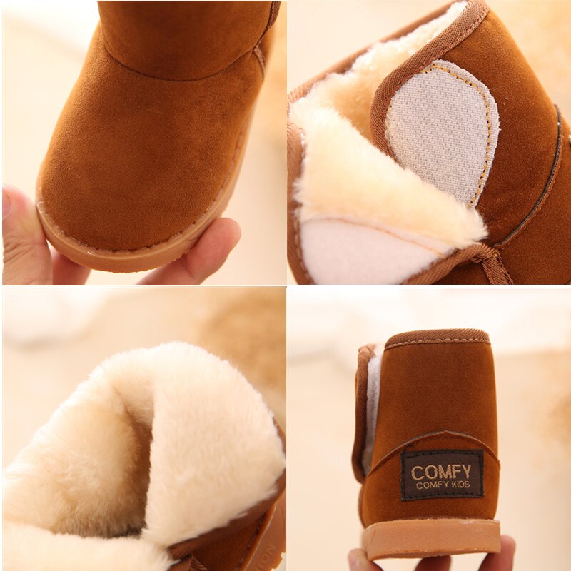 Winterwarme schneestiefel für jungen und mädchen, flach mit plüschfutter, kinderschneestiefel, 13-15 cm , kleinkinderschuhe