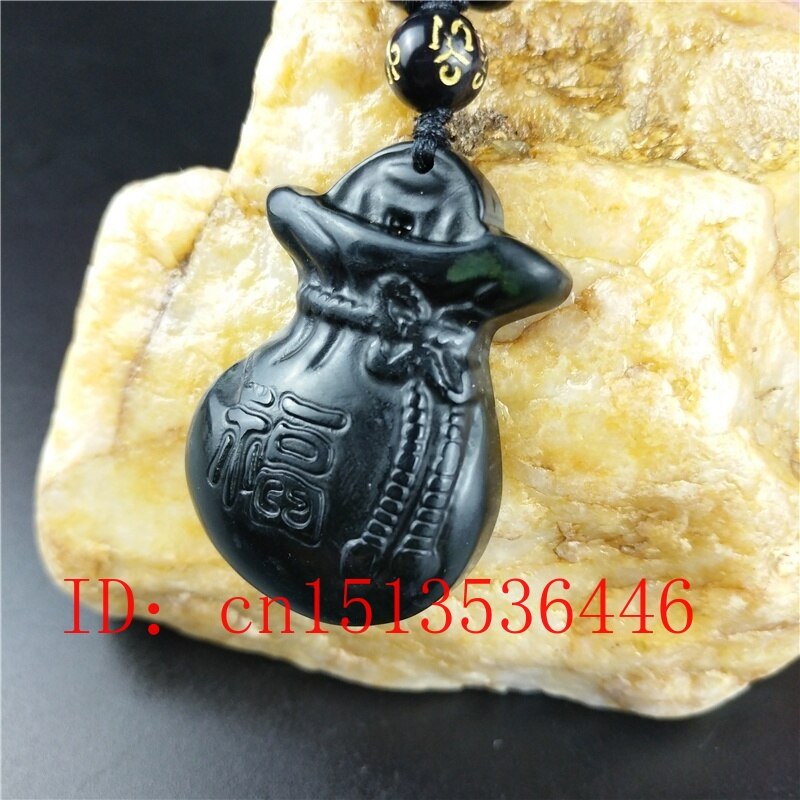 Gecertificeerde Chinese Natuurlijke Zwart Groen Jade Grabbelton Hanger Ketting Mode Charme Sieraden Hand-Gesneden Amulet Top