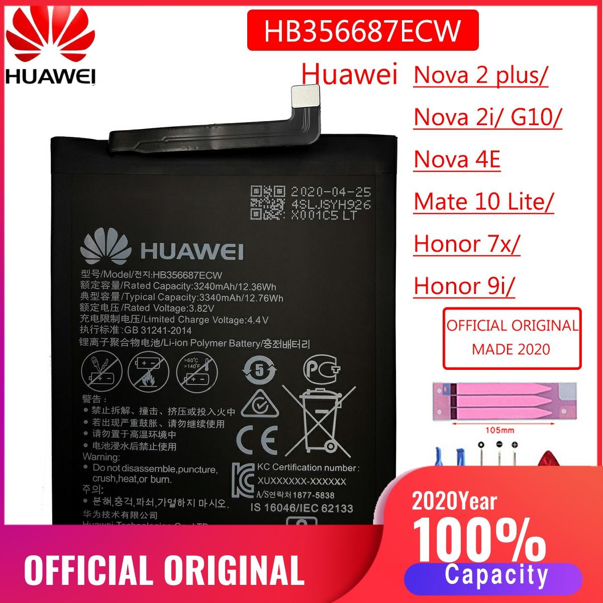 HB356687ECW batterie d'origine Hua wei pour Huawei Nova 2 plus/Nova 2i/ G10/Mate 10 Lite/ Honor 7x / 9i Bateria de remplacement