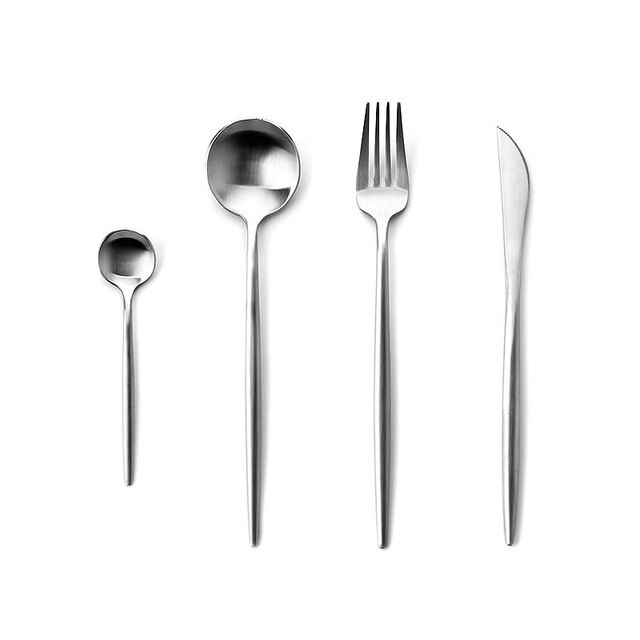 eins Stil nordisch Haushalt Besteck einstellen 304 Edelstahl einstellen Messer Und Gabel Kasten Kaffee Löffel Küche Nachtisch: Silber-