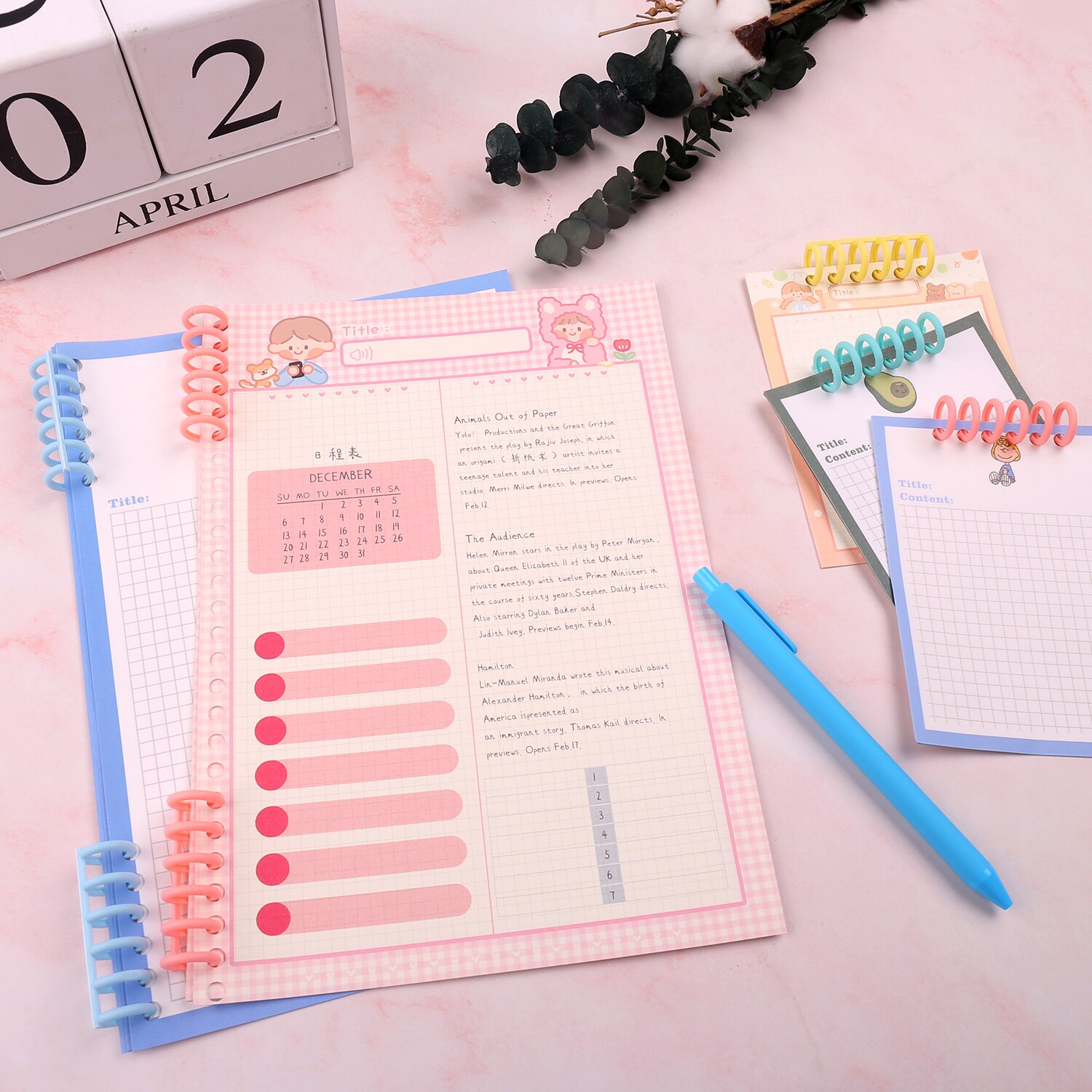 10pcs 85 Sheets 30-Hole Plastic Loose Leaf Binders Ring Binding Spines Combs Capacity for DIY Notebook Album Office Supplies
