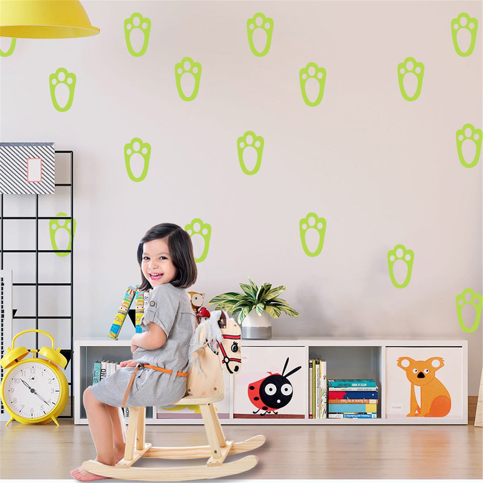 Lichtgevende Voetafdrukken Pvc Sticker Plafond Slaapkamer, Pasen Woondecoratie Delicate Draagbare Persoonlijkheid Handig Hulpmiddel