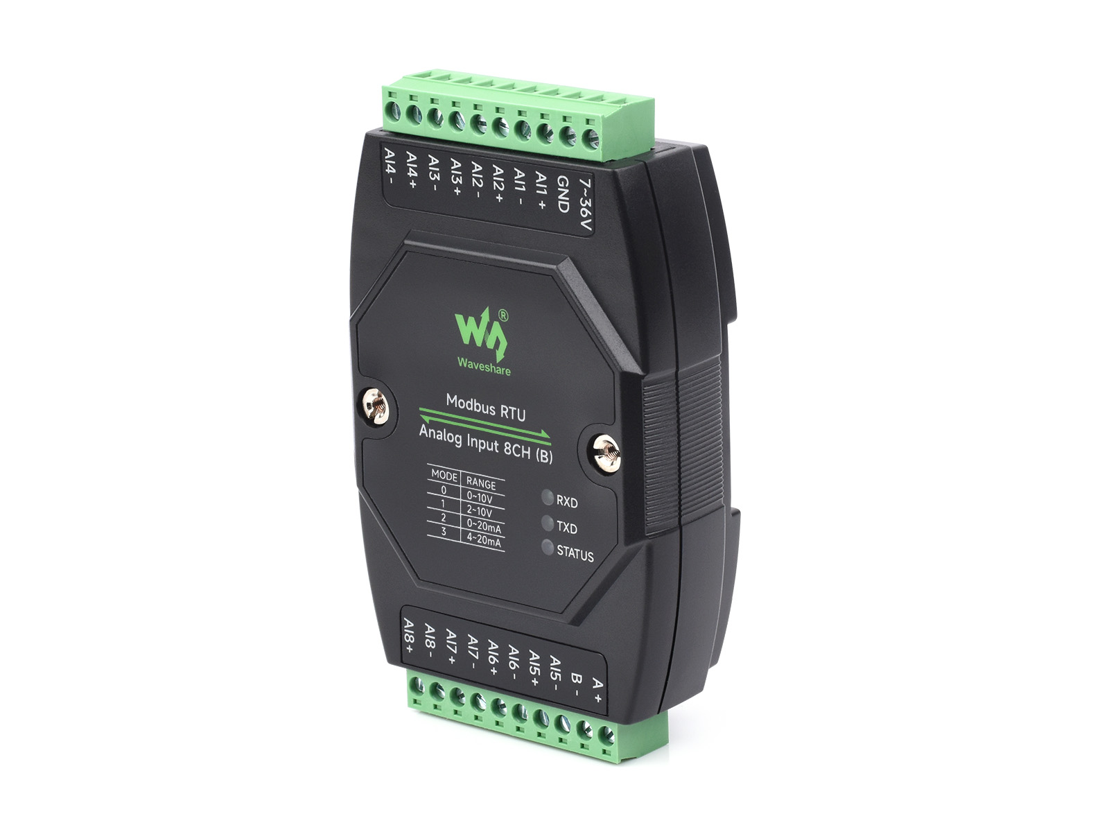 Waveshare Industrial Modbus RTU entrée analogique 8CH, Modbus RTU, haute précision 12 bits, prend en charge l'acquisition de tension et de courant