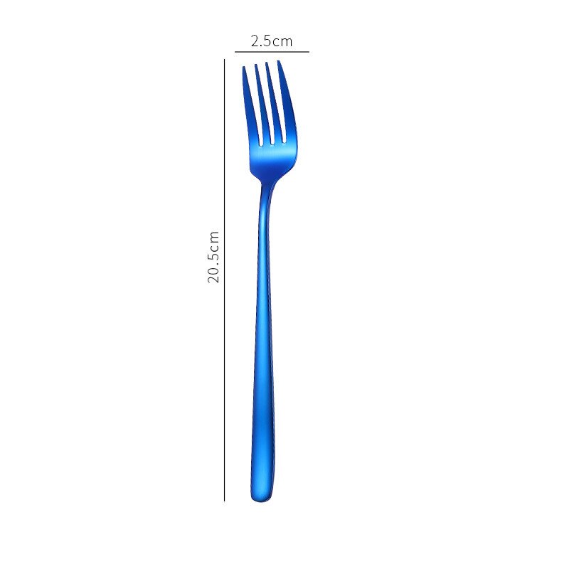 1PC Cake Dessert Forks Stirring Spoons Stainless Steel Colorful Long Handle Coffee Ice Cream Scoop Kitchen Tableware Supplies: Blue fork