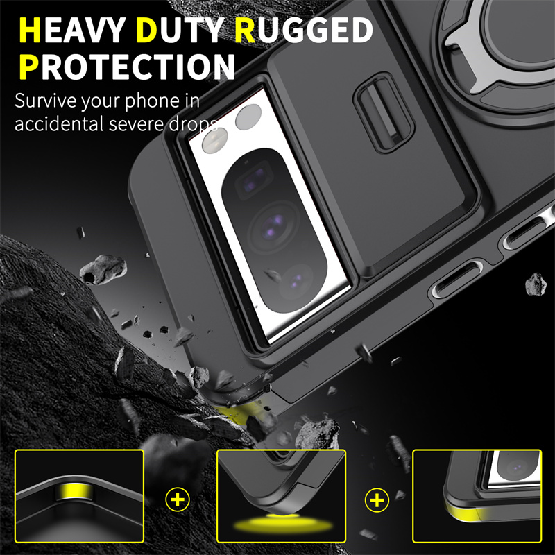 Stødsikkert panser fundasui til google pixel 9 pro xl cover slide linse bilring stativ beskyttende bagcover pixel 7 8 pro 8a 9 pro capa