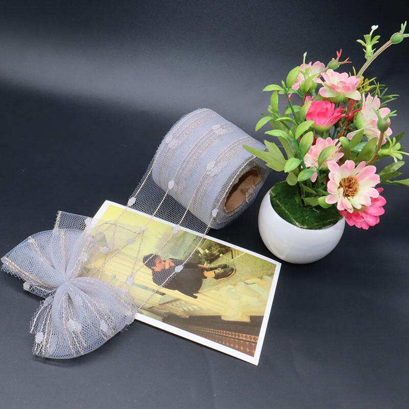 25 yards 6cm kristall tyll rulle organza ren gasväv baby shower favor bröllop bil dekoration fest hem trädgård hantverk leveranser: Grå