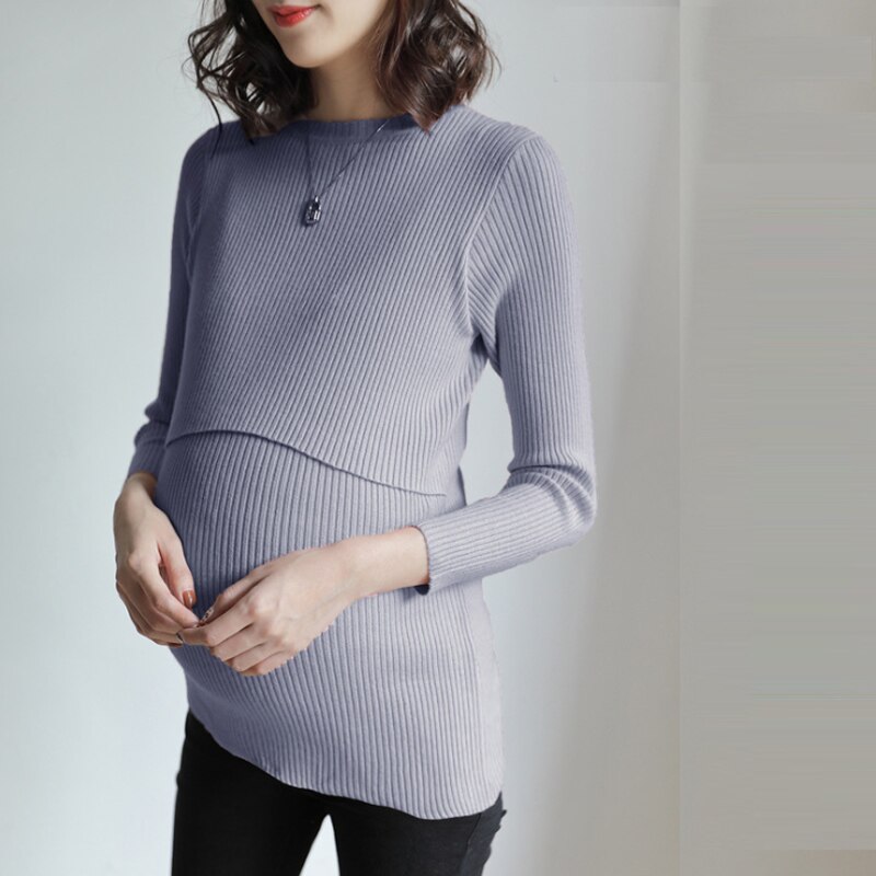 Zwangerschapskleding lange mouwen dames tops slanke voedingskleding herfst winter dames trui comfortabele zwangerschapsoutfit