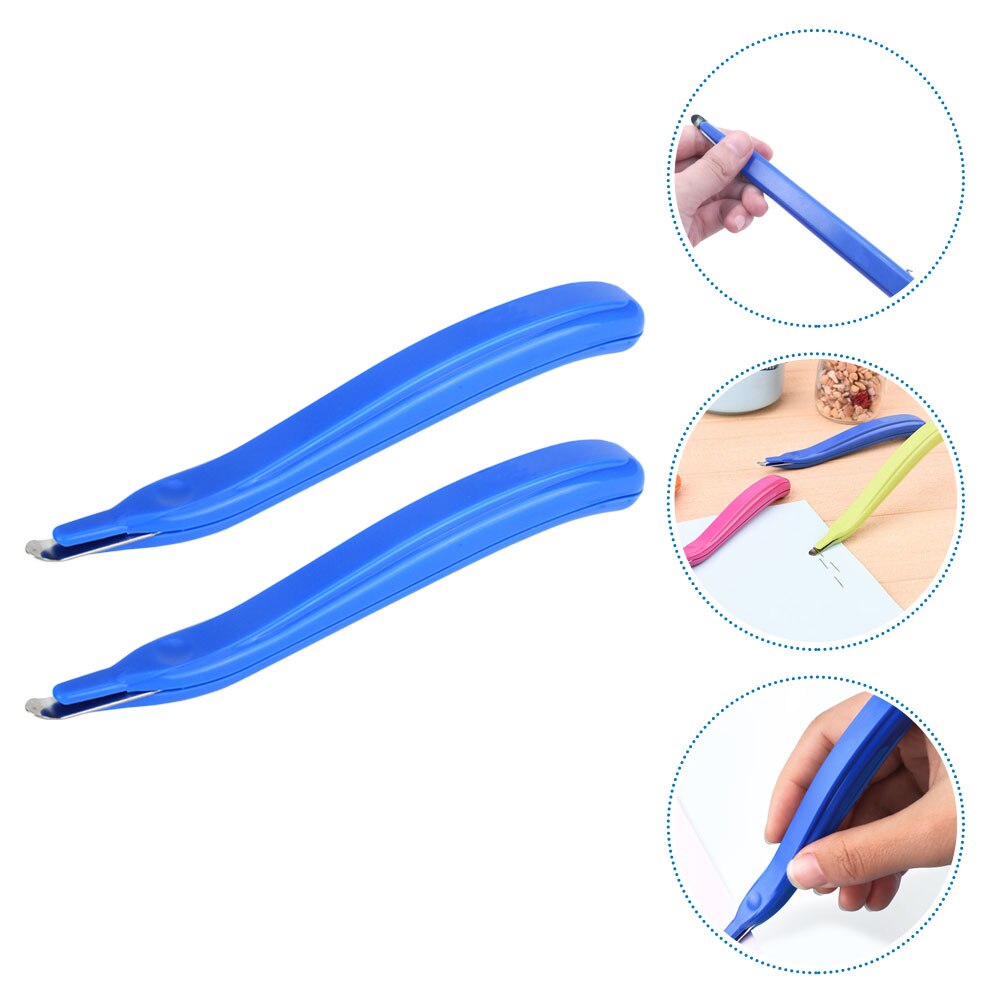 2Pcs Office Staple Puller Magnetic Staple Removing Puller Energy Saving Staple Puller Office Tool: Blue