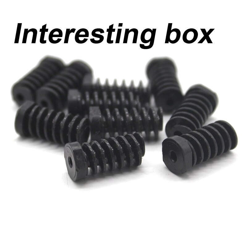 10pcs 0.6m black worm gear 2mm hole plastic reducer worm turbine small module plastic