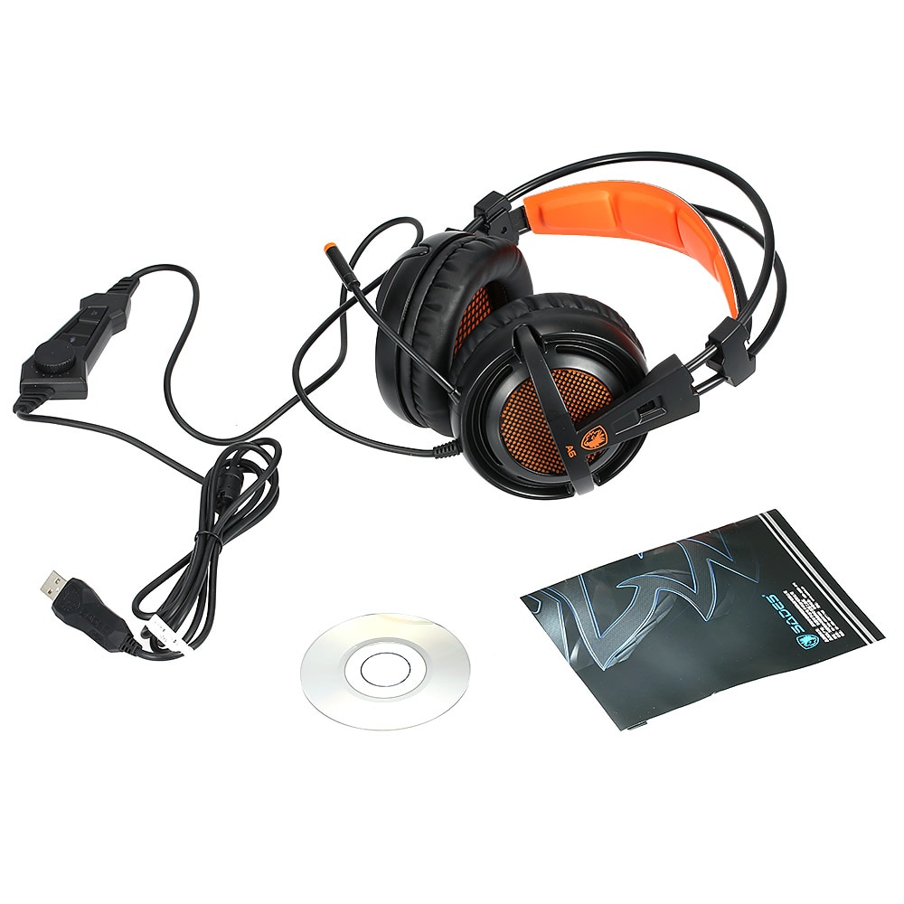 SADES A6 7.1 Stereo headphones 2.2m USB Cable Gaming headset with Mic Voice Control for Laptop Computer