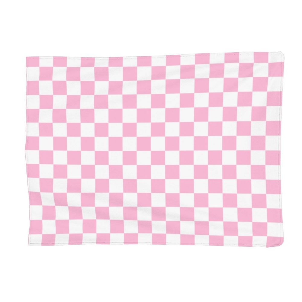 Lyserødt grønt skakbræt tæppe fløjlstrykt ternet åndbart letvægtstæppe til seng soveværelse plys tyndt quilt: 100 x 140cm / Lyserød
